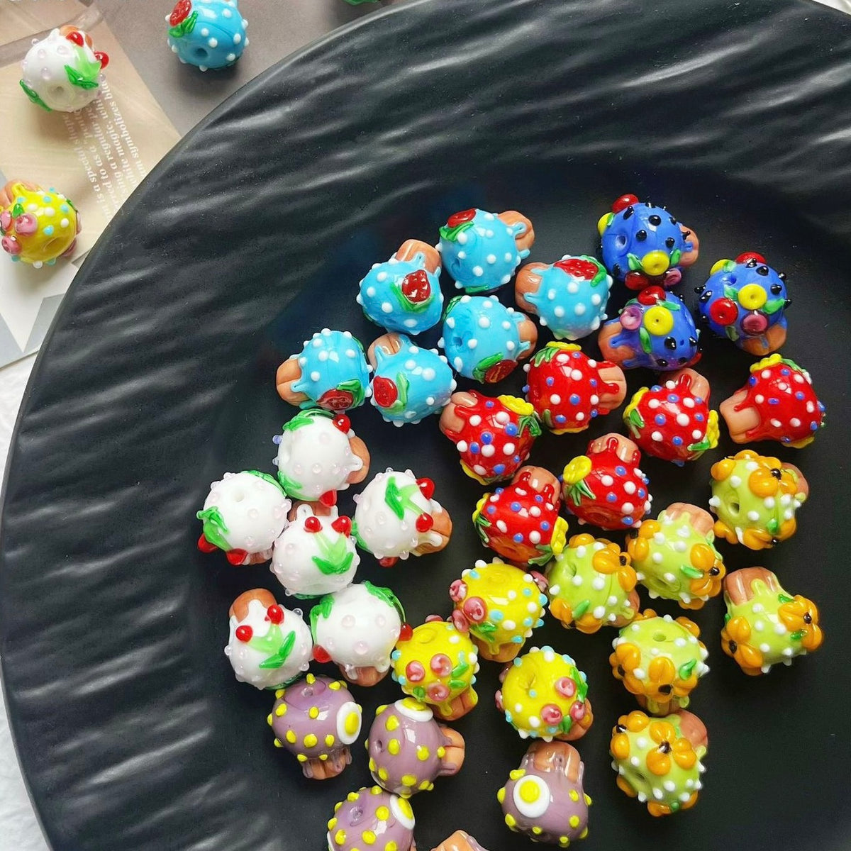 New Glass Mushroom Beads