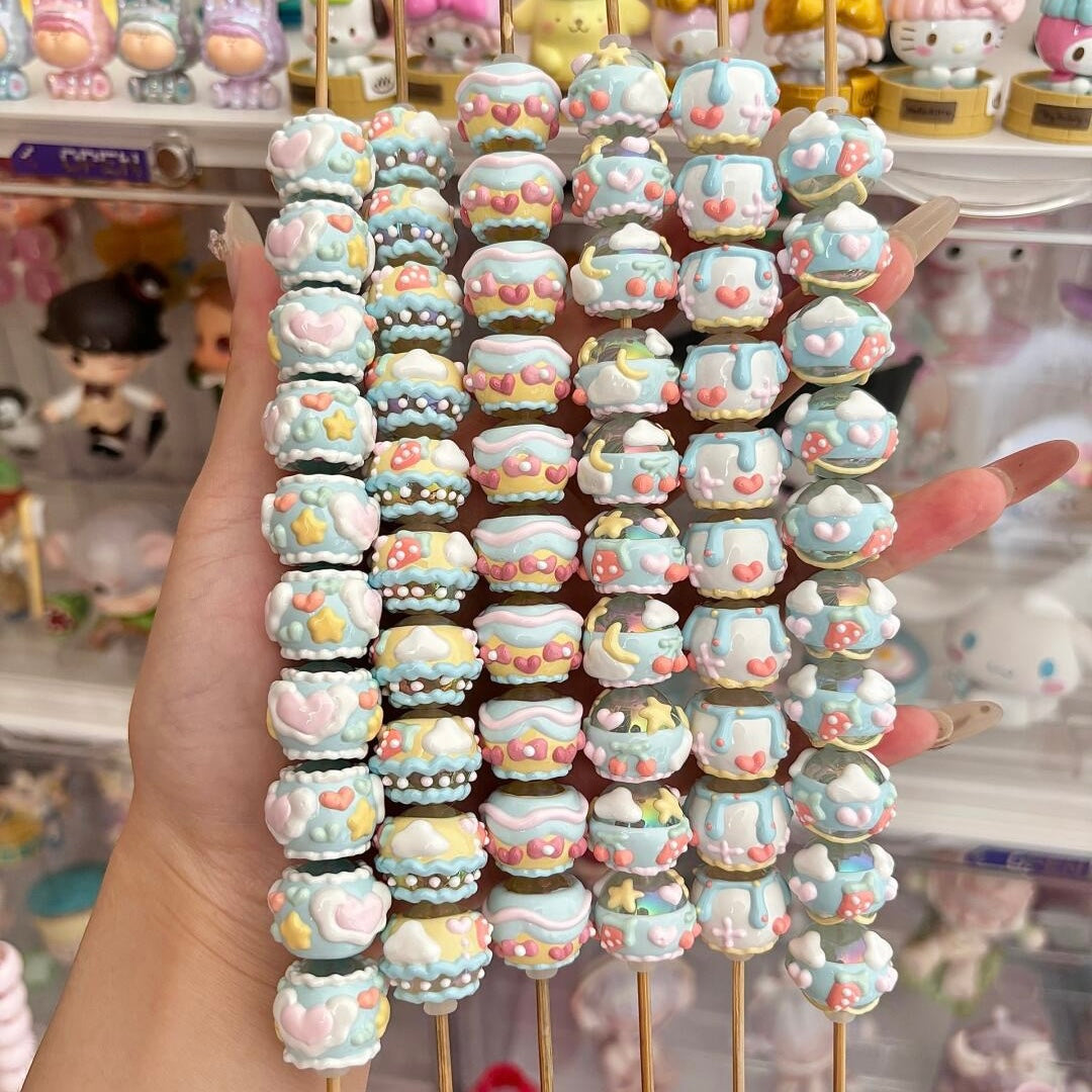 Ice Cream Color Hand-Painted Beads