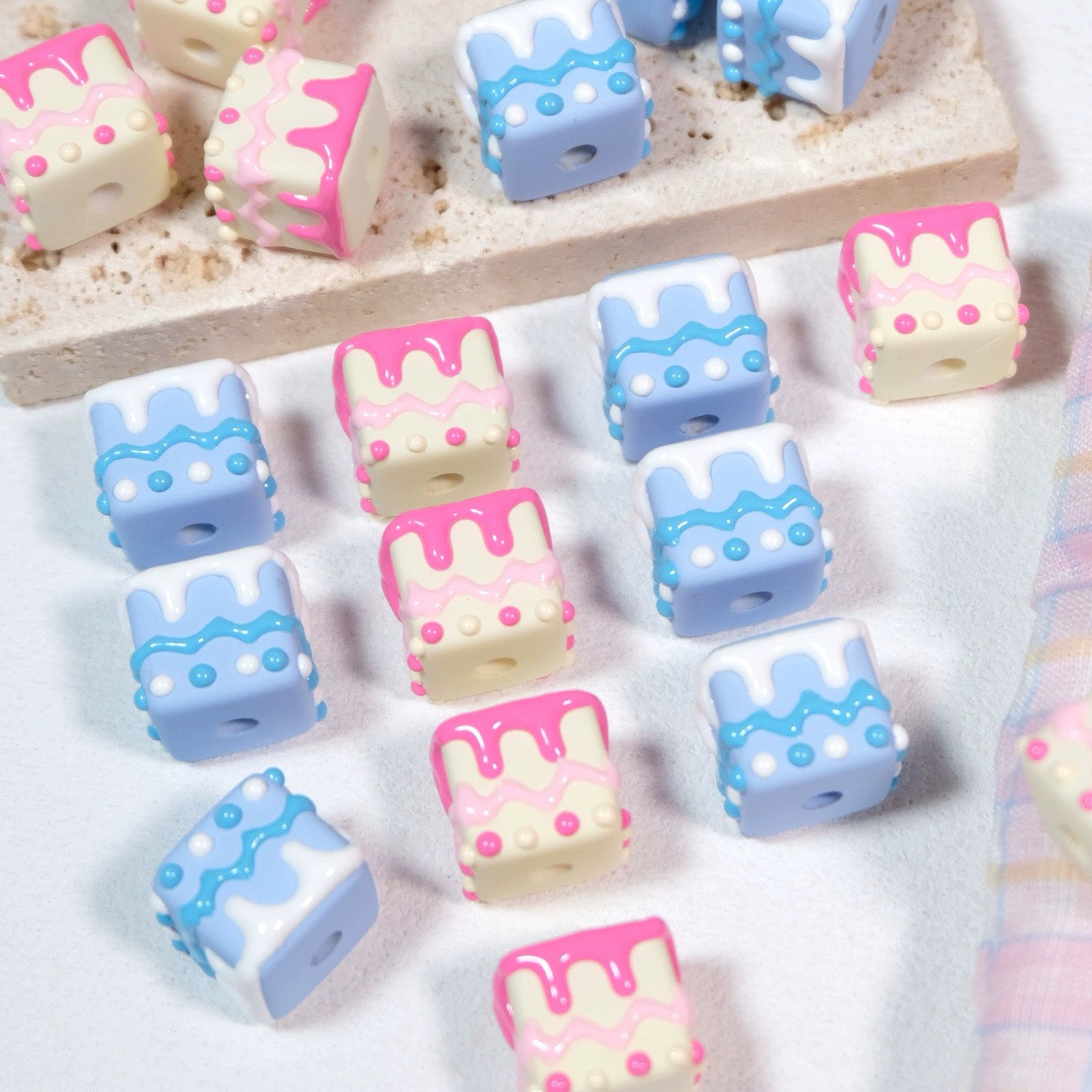 Hand-painted Beads For A Square Cake