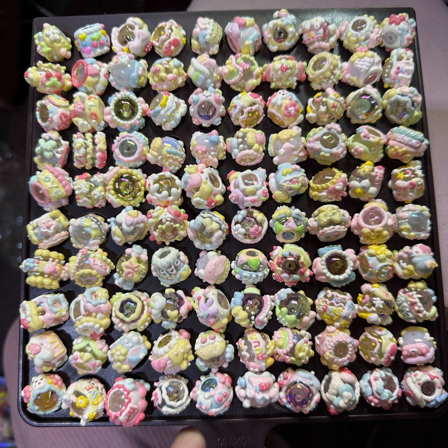 Cream Of Hand-Painted Beads