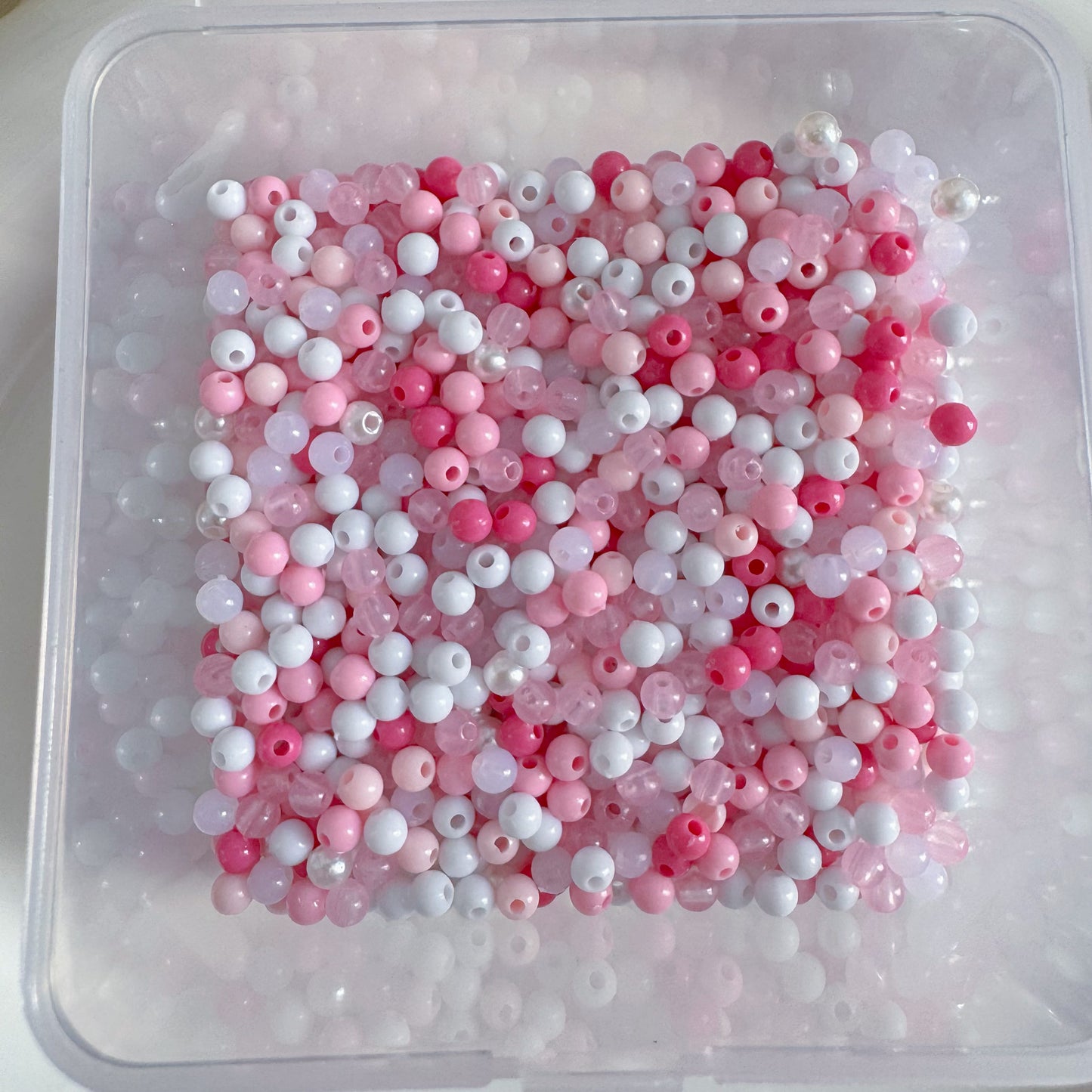 3mm Pink White Beaded