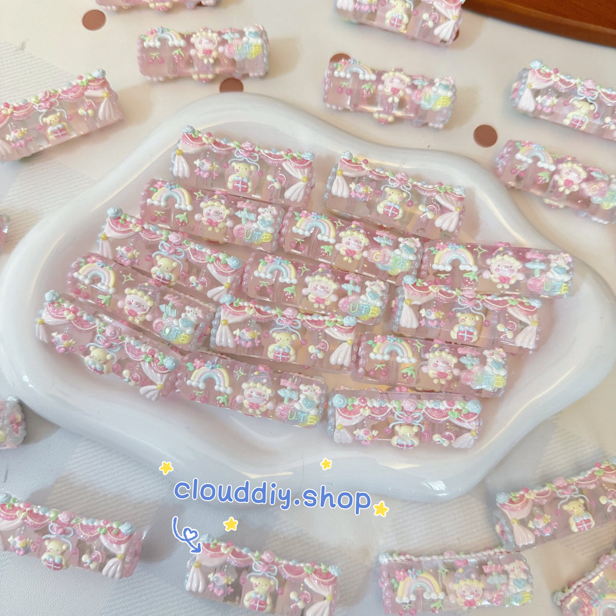Macaron Two‑Piece Hand‑Painted Beads