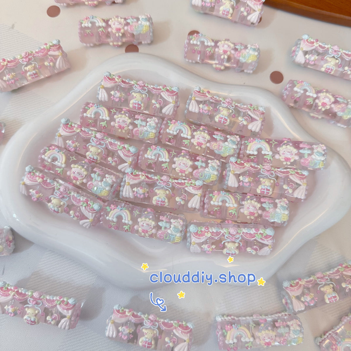 Macaron Two‑Piece Hand‑Painted Beads