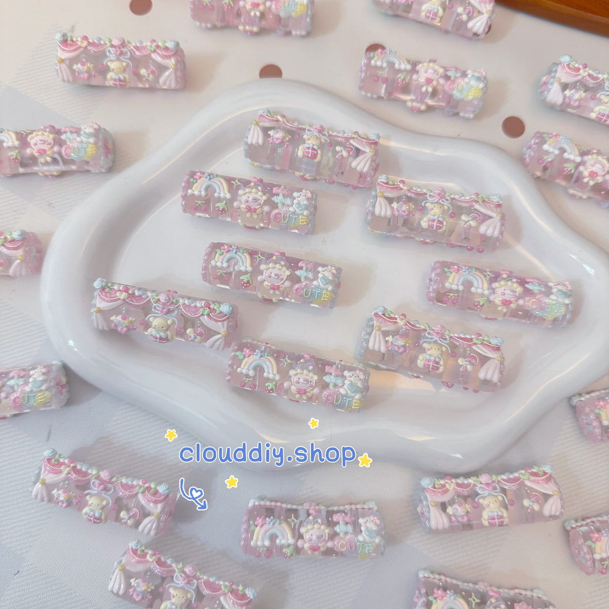 Macaron Two‑Piece Hand‑Painted Beads