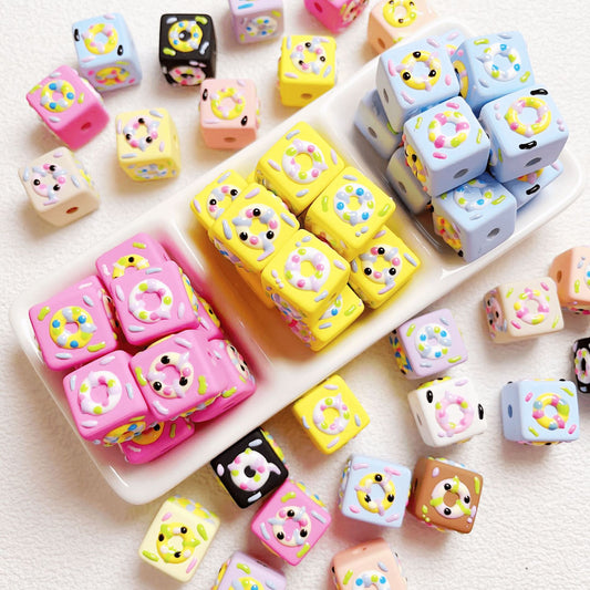 Hand drawn square donut beads