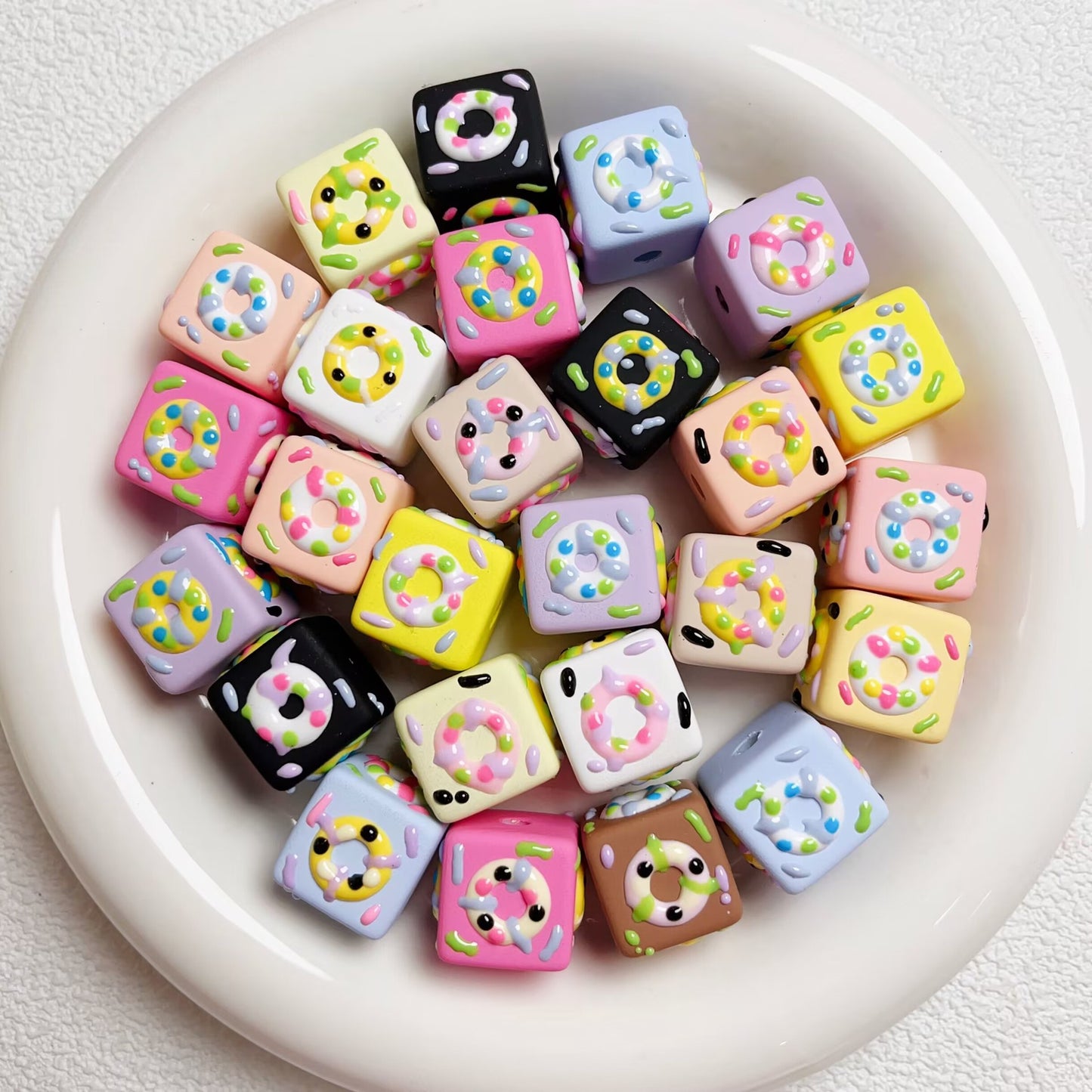 Hand drawn square donut beads